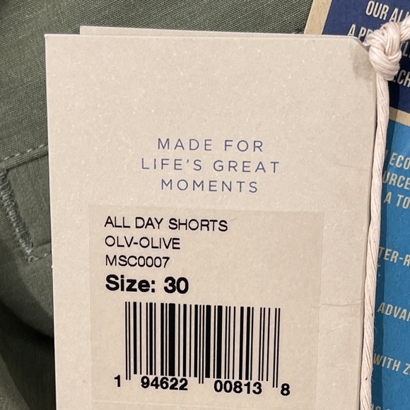 Faherty All Day Shorts Olive Green 30 Waist 9” Inseam NWT - Picture 8 of 12